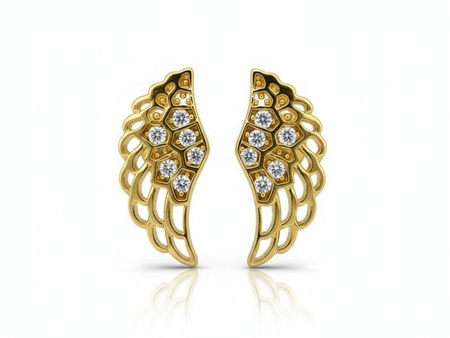 Kolczyki przy uchu skrzydła z cyrkoniami