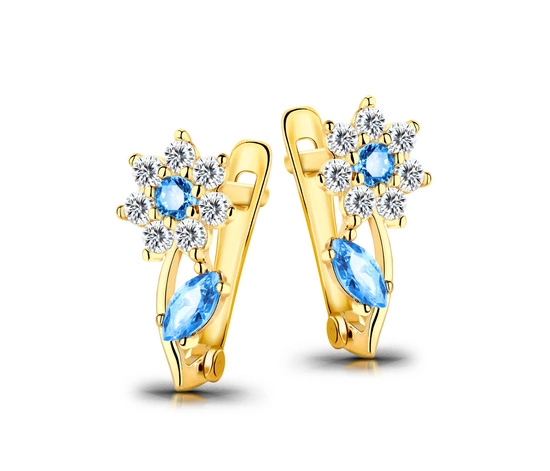 Złote kolczyki kwiatki 585 dla dziewczynki 