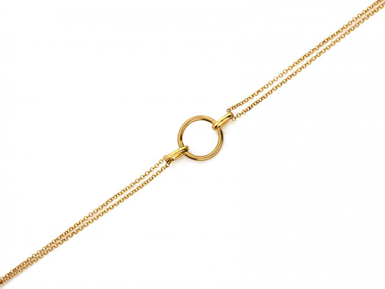 Bransoletka złota z dwóch łańcuszków złączonych kółkiem