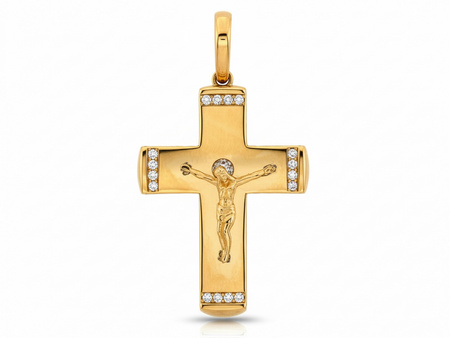 Zawieszka złoty krzyżyk z Jezusem z cyrkoniami