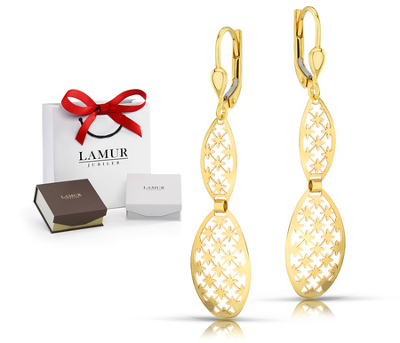 Złote kolczyki 375 ażurowe - wiszące