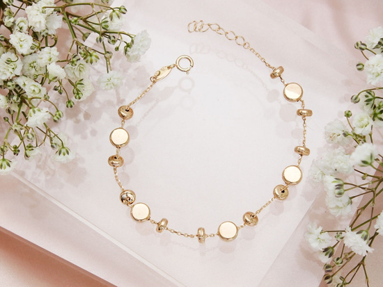 Bransoletka złoty łańcuszkowa z kółeczkami