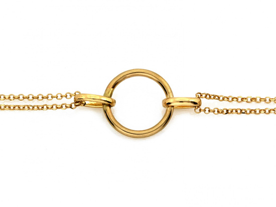 Bransoletka złota z dwóch łańcuszków złączonych kółkiem