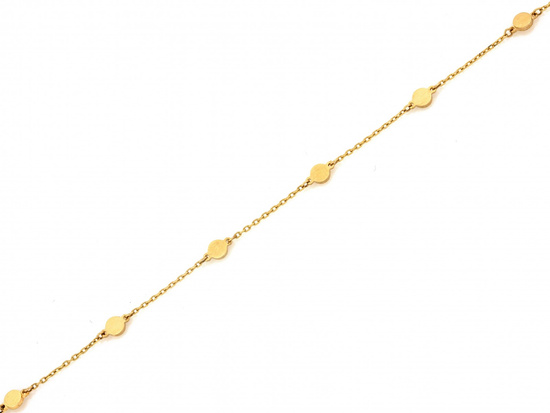 Złota bransoletka łańcuszkowa z małymi kółeczkami blaszkami