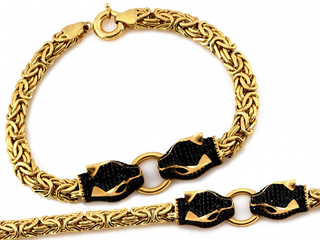 Bransoletka złota pantery z czarnymi cyrkoniami