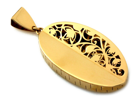 Zawieszka złota duża owalna z ażurem