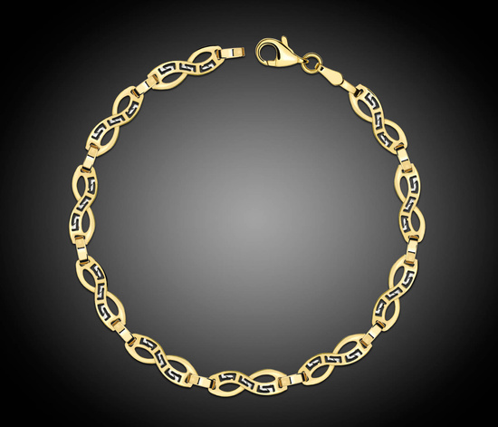 Złota bransoletka 375 nieskończoność z greckim wzorem 