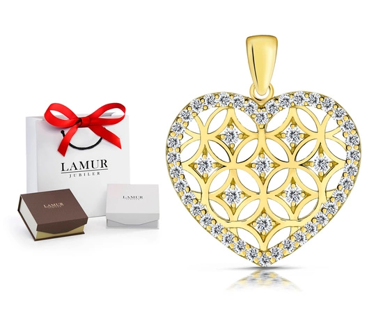 Złota zawieszka 375 - serce ażurowe