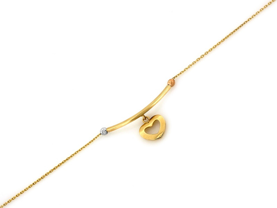 Złota bransoletka z sercem oryginalna