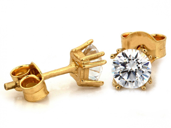 Kolczyki złote na sztyfcie z cyrkonią