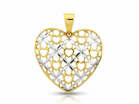 Złota zawieszka ażurowe serce