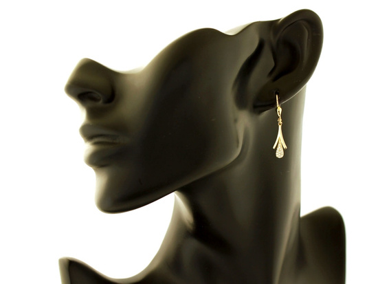 Kolczyki złote wiszące maczugi z cyrkoniami