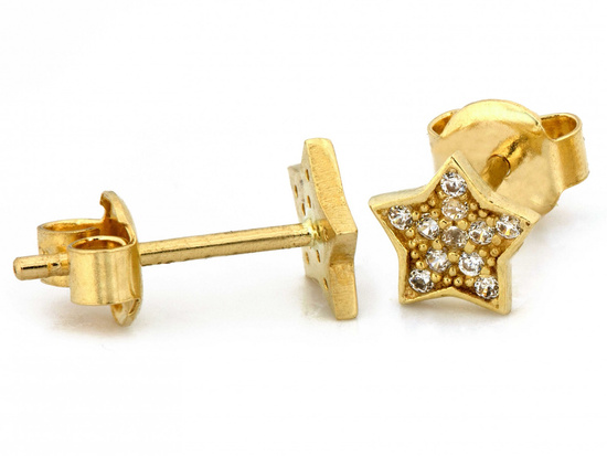 Kolczyki ze złota gwiazdka z cyrkoniami
