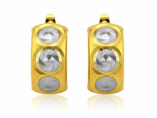 Kolczyki w dwóch kolorach złota diamentowane