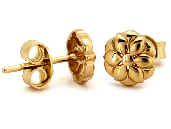 Kolczyki złote kwiatuszki na sztyfcie