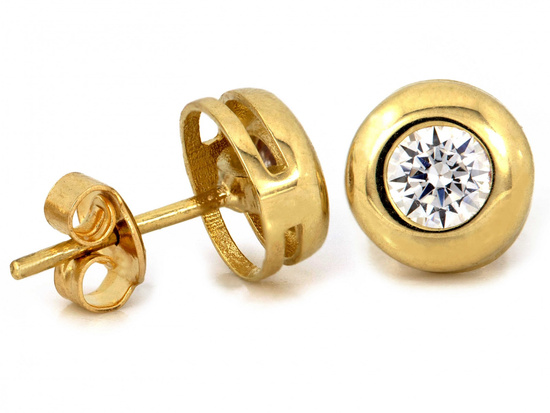 Kolczyki złote małe na sztyfcie z cyrkonią