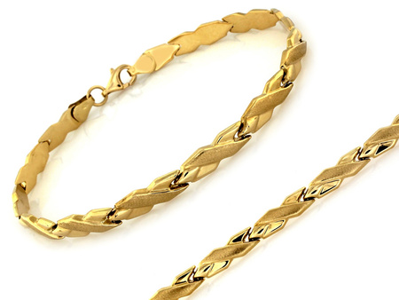 Bransoletka złota tłoczone elementy z satyną