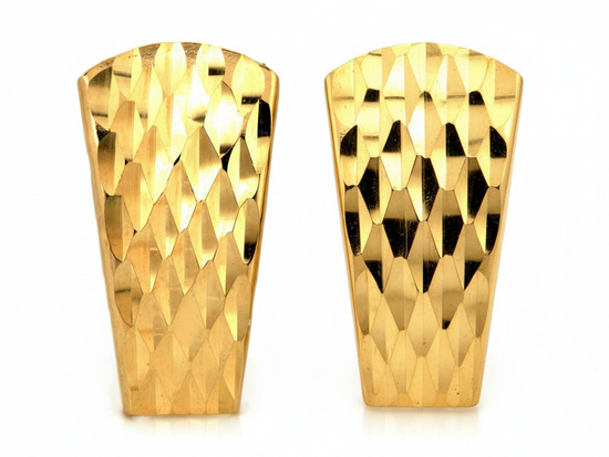 Kolczyki złote frezowane bez kamieni wygodne