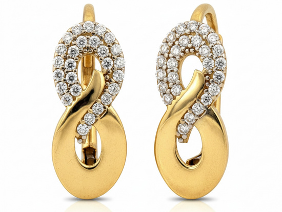 Kolczyki złote nieskończoność na angielskim zapięciu