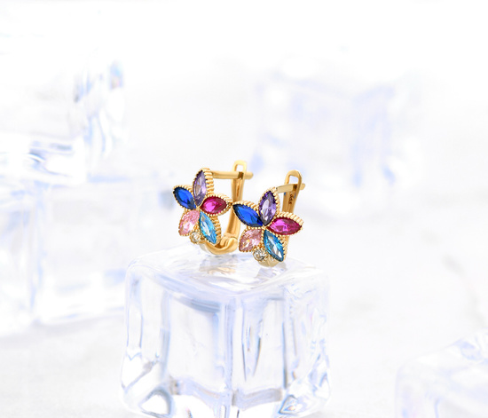 Złote kolczyki kwiatki 585 dla dziewczynki