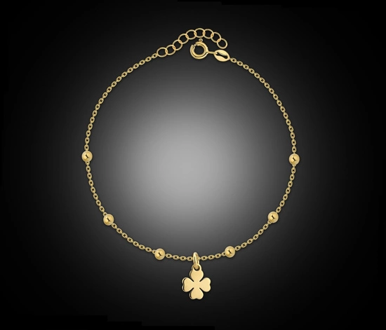 Złota bransoletka 925 koniczynka z kuleczkami - 17,5 - 19,5 cm