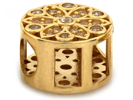 Zawieszka złoty charms do bransoletki beads z cyrkoniami