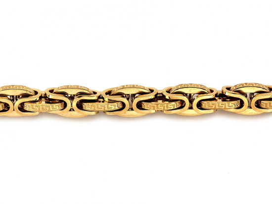 Gruba złota bransoleta z greckim wzorem