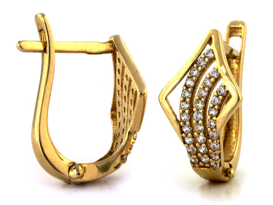 Złote kolczyki angielskie zdobione cyrkoniami