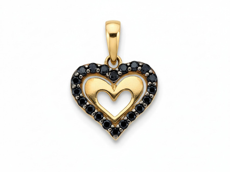 Zawieszka złote serce z czarnymi cyrkoniami