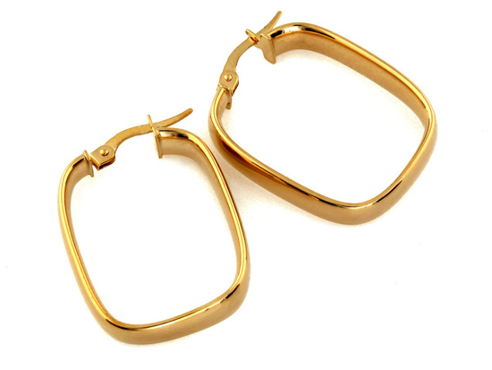 Kolczyki złote sztywne modne kwadraty