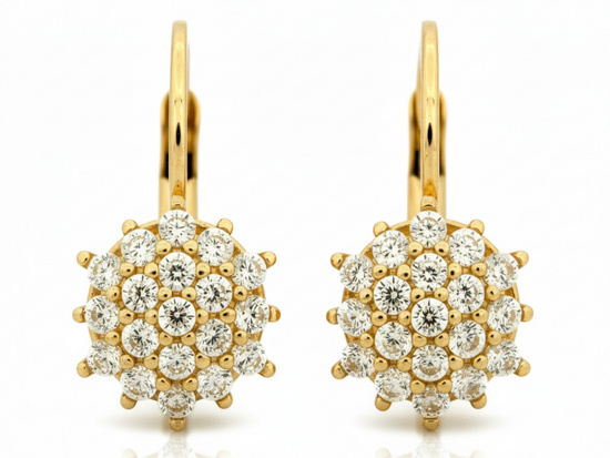 Kolczyki złote angielskie z cyrkoniami