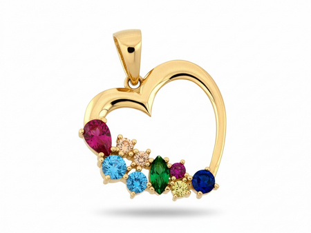 Złota zawieszka serce z kolorowymi paznokciami