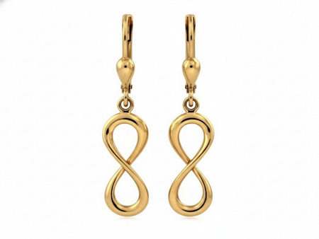 Kolczyki złote wiszące nieskończoność