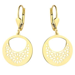 Złote kolczyki 585 kwiaty w kole - wiszące