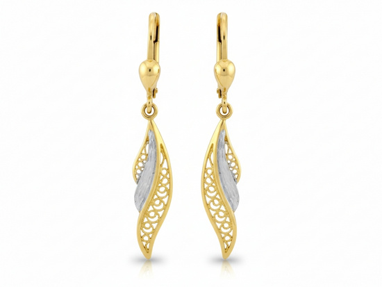 Dwukolorowe złote kolczyki damskie