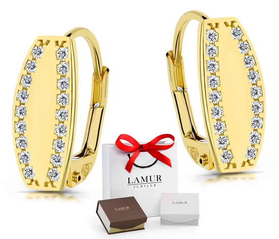 Złote kolczyki 585 z cyrkoniami - klasyczne