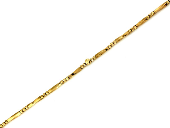 Bransoletka złota z frezowanymi kulkami i sztywnymi elementami