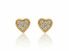 Kolczyki złote serce z cyrkoniami na sztyfcie