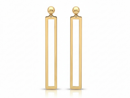 Kolczyki złote nowoczesne długie graficzne prostokąty
