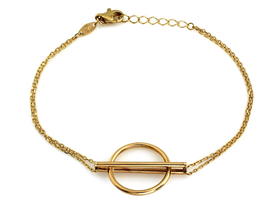 Złota bransoletka z nowoczesną okrągłą ozdobą podwójna