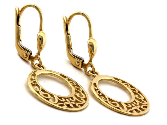 Kolczyki złote wiszące okrągłe ażurowe