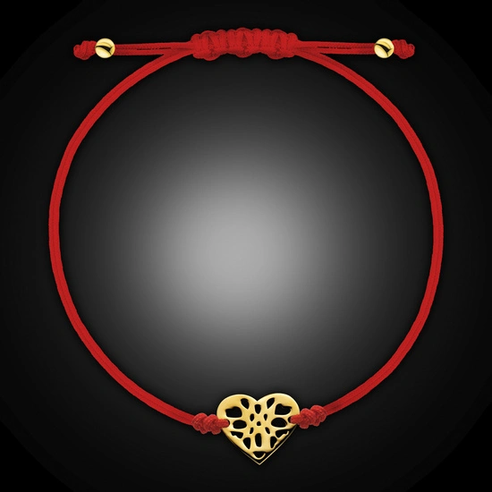 Złota bransoletka 585 serce serduszko na sznurku