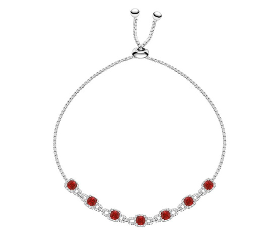 Bransoletka srebrna 925 z 7 naturalnymi granatami i diamentowymi cyrkoniami 