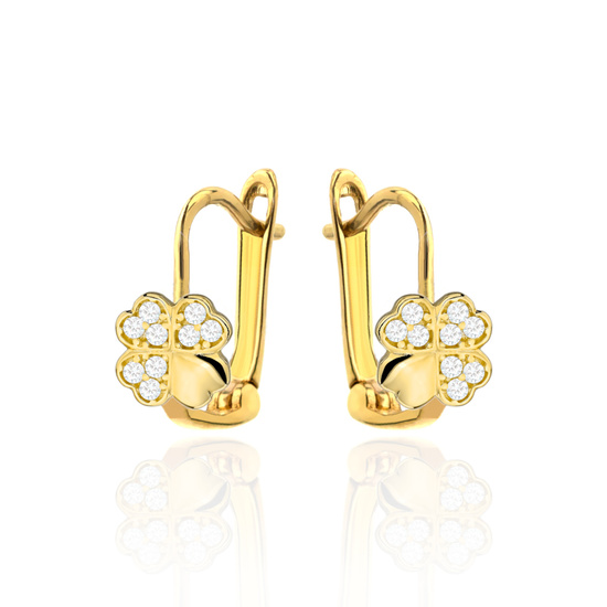 Złote kolczyki 585 koniczynki