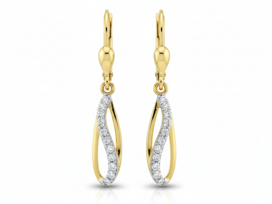 Delikatne wiszące kolczyki złote z cyrkoniami