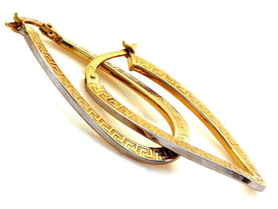 Owalne kolczyki zdobione z wzorem greckim angielskie