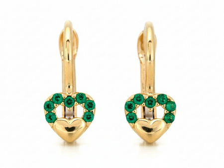 Kolczyki dla dziewczynki z zielonym serduszkiem na prezent