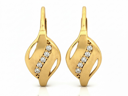 Kolczyki złote angielskie błyszczące z cyrkoniami