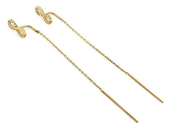 Kolczyki złote przeciągane z nieskończonością