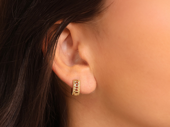 Kolczyki złote małe kółeczka szerokie ażurowe 13mm